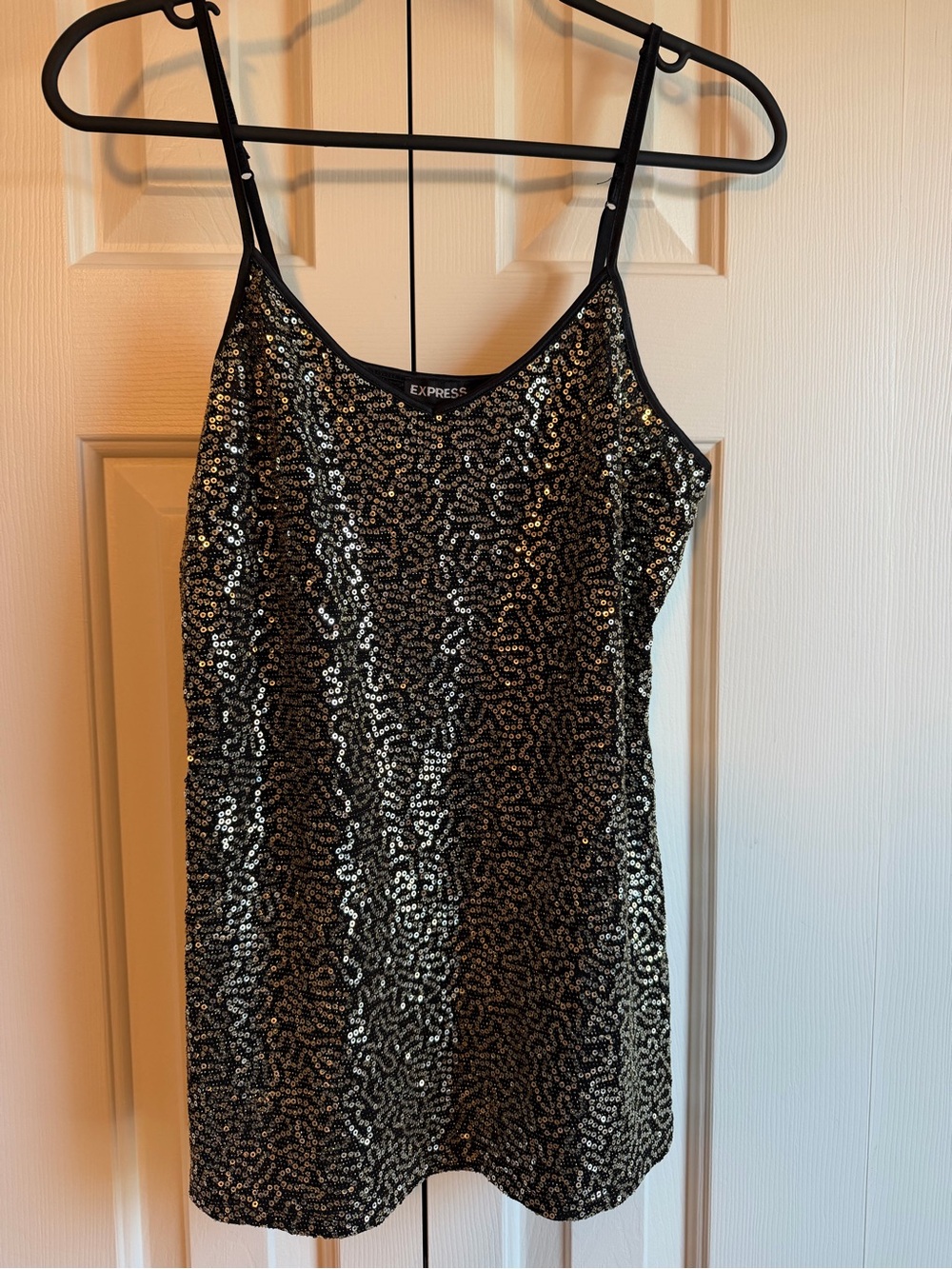 Express Black and Gold Sequin Camisole